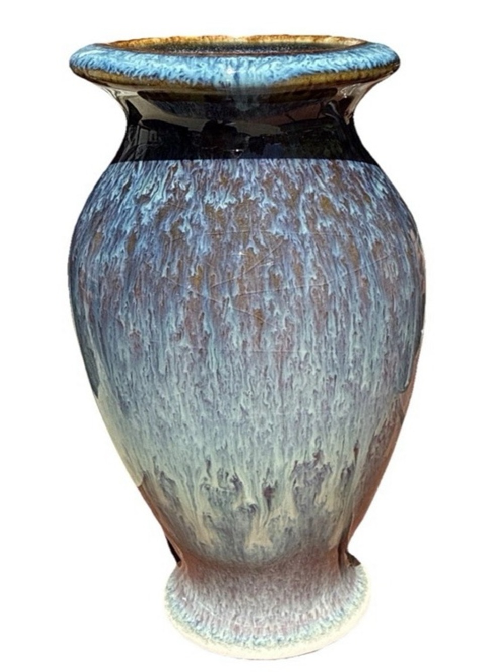 Art Glass Decorative Vase in Blue and Brown